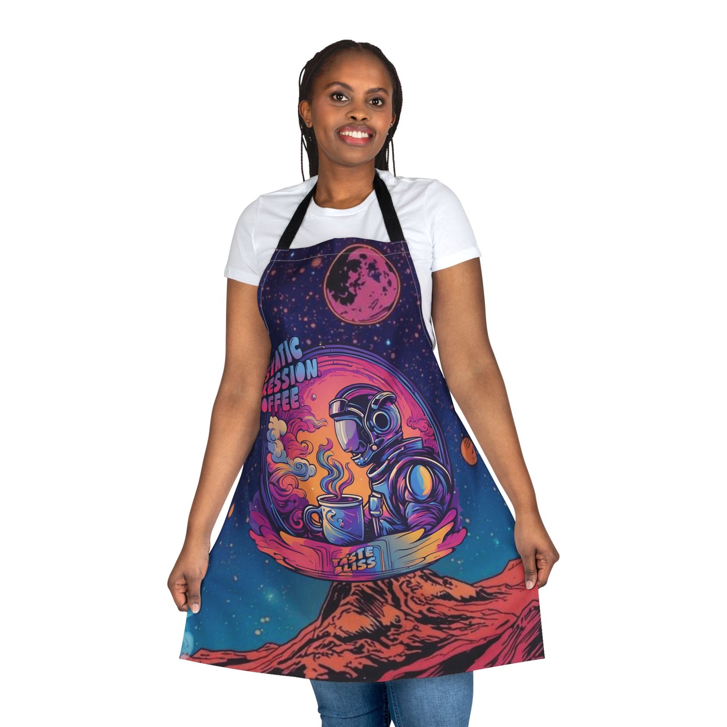 Astronaut Coffee Apron — Retro Space Barista Design