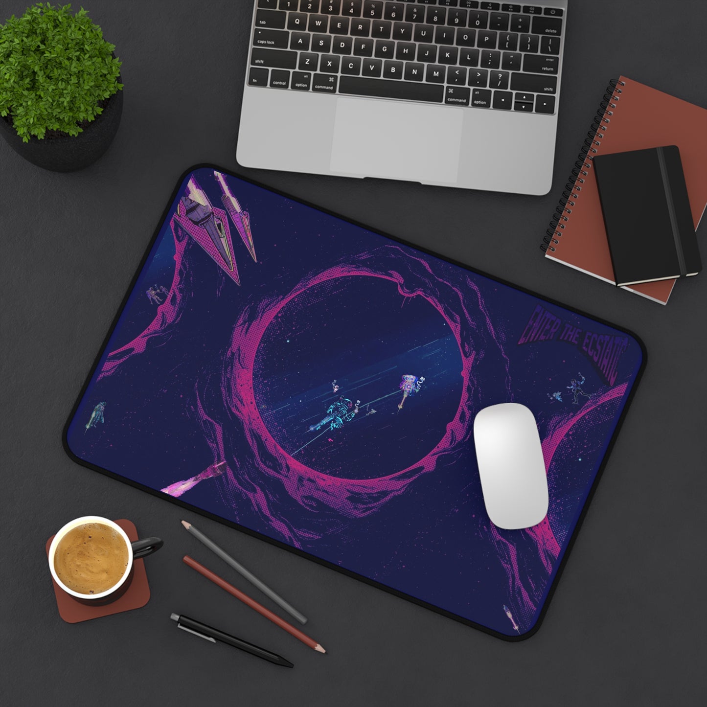 Space Portal Desk Mat — Neon Sci‑Fi Gaming Mouse Pad