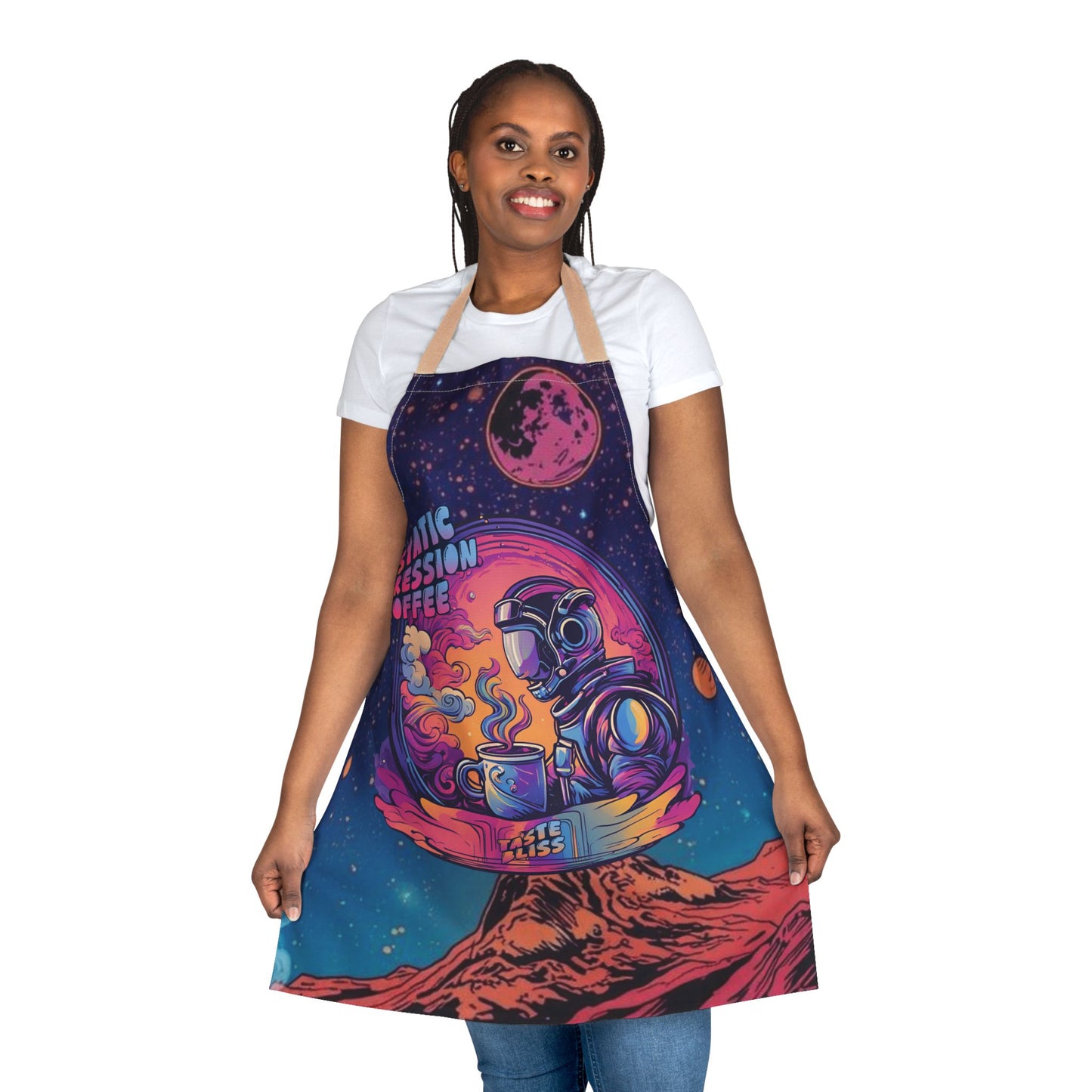 Astronaut Coffee Apron — Retro Space Barista Design