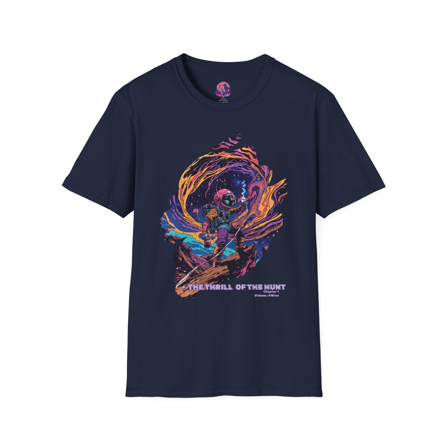 Astronaut Adventure T-Shirt — "Thrill of the Hunt" Neon Space Graphic