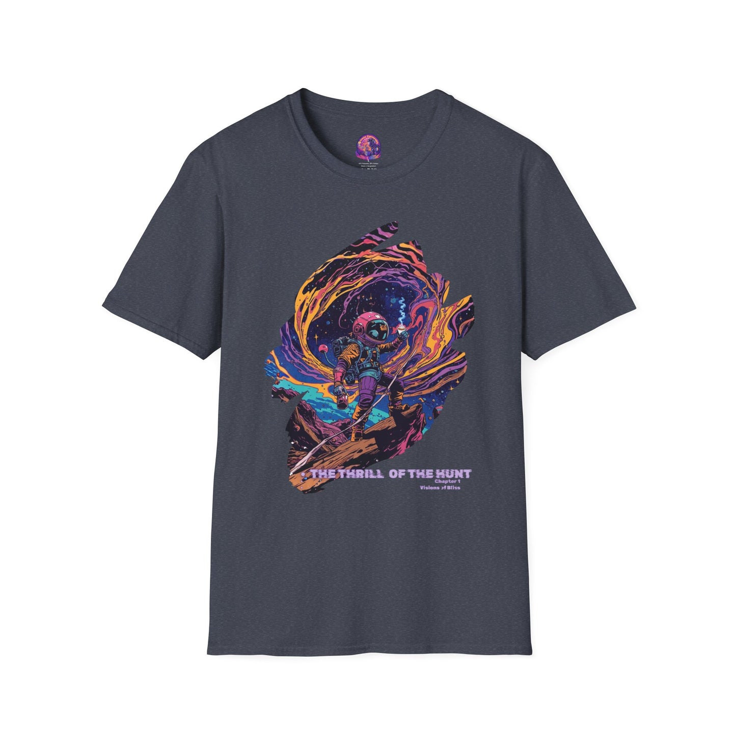 Astronaut Adventure T-Shirt — "Thrill of the Hunt" Neon Space Graphic