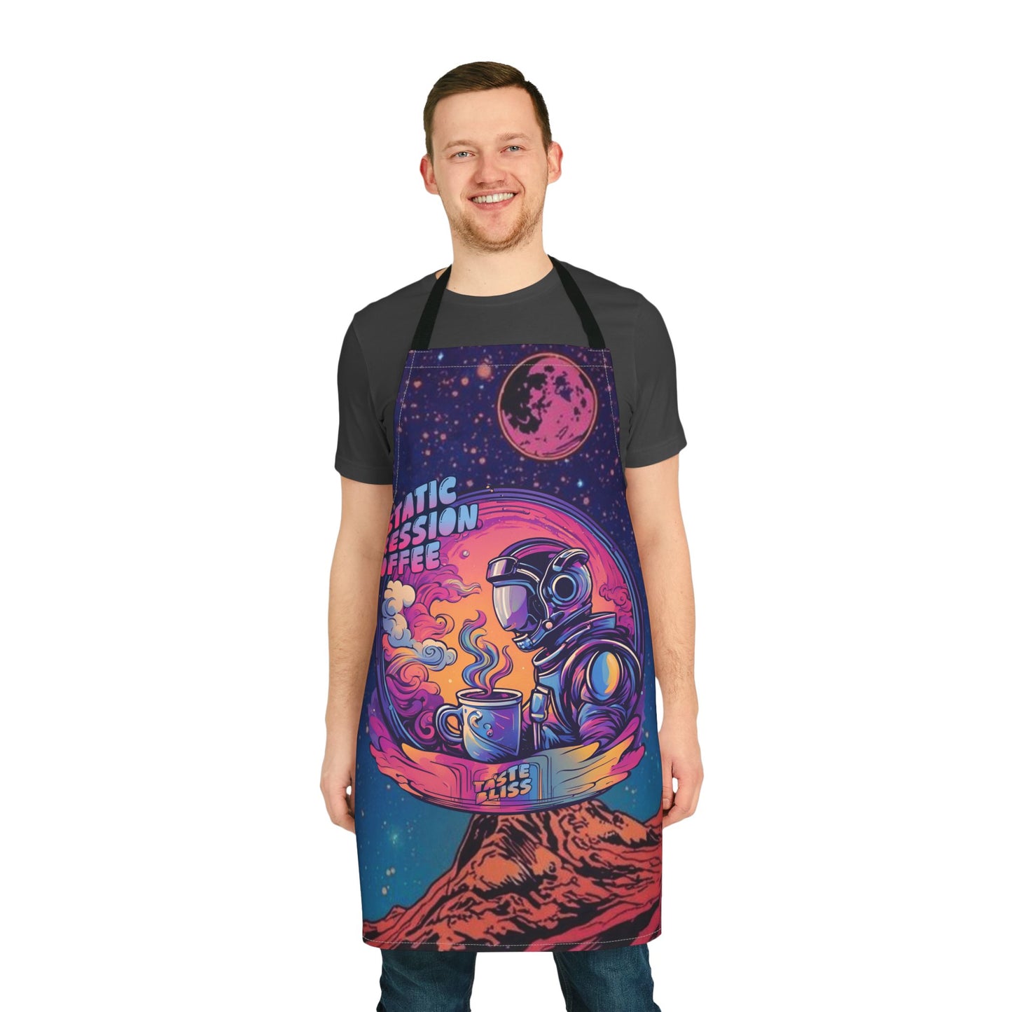 Astronaut Coffee Apron — Retro Space Barista Design