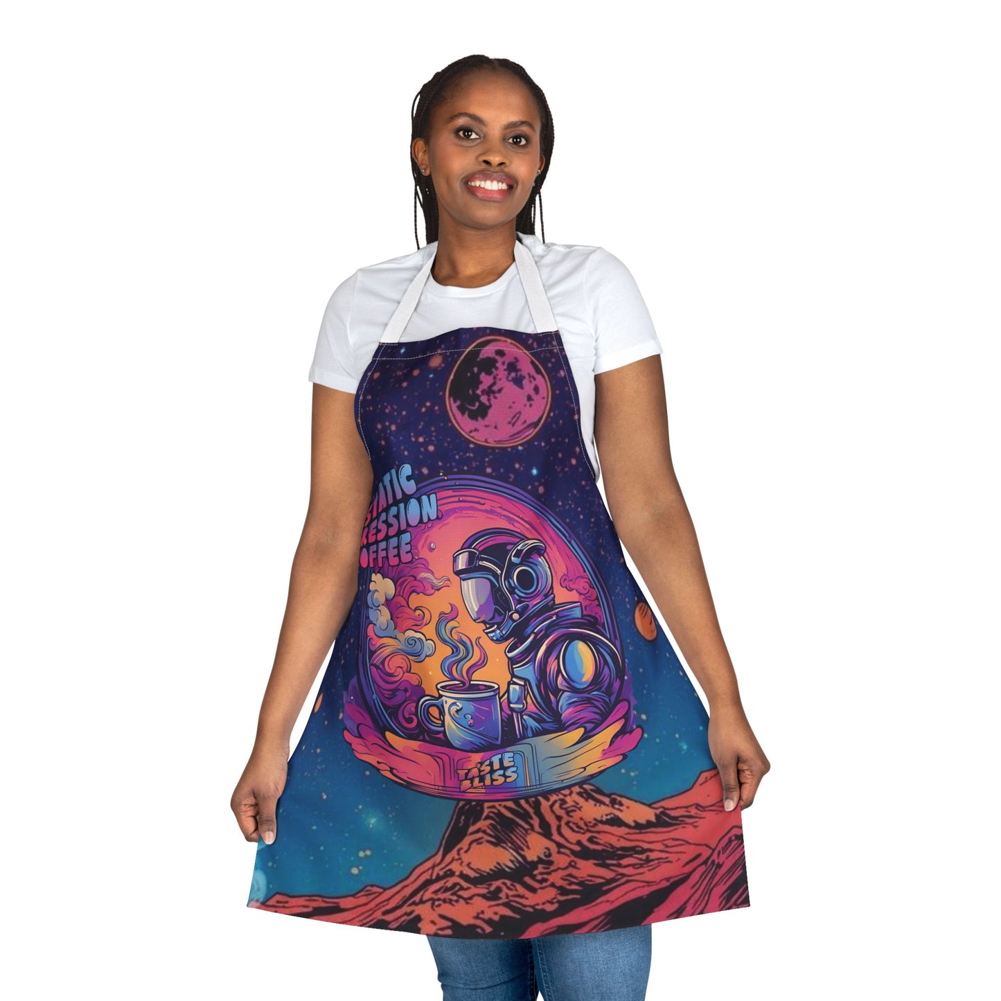 Astronaut Coffee Apron — Retro Space Barista Design