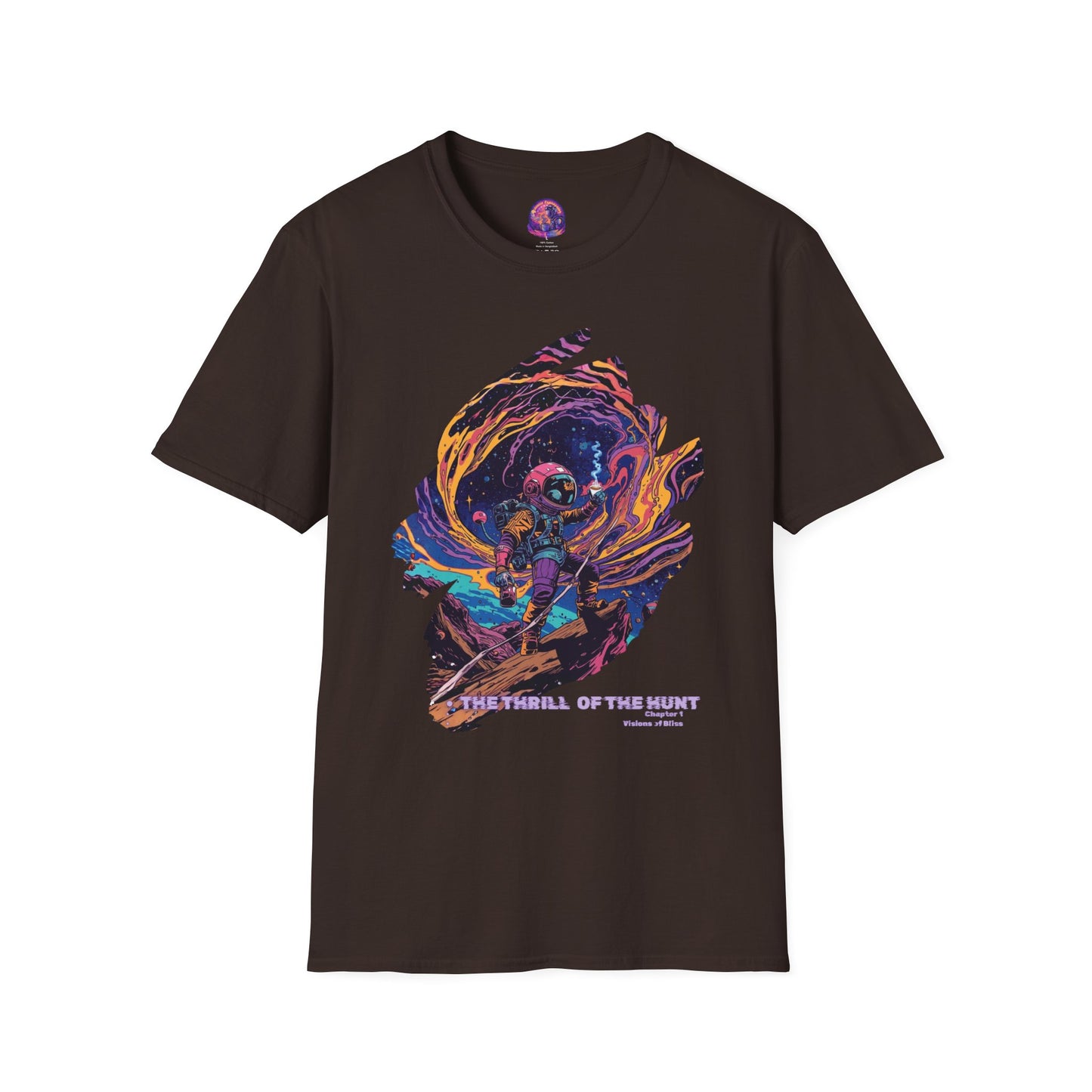 Astronaut Adventure T-Shirt — "Thrill of the Hunt" Neon Space Graphic