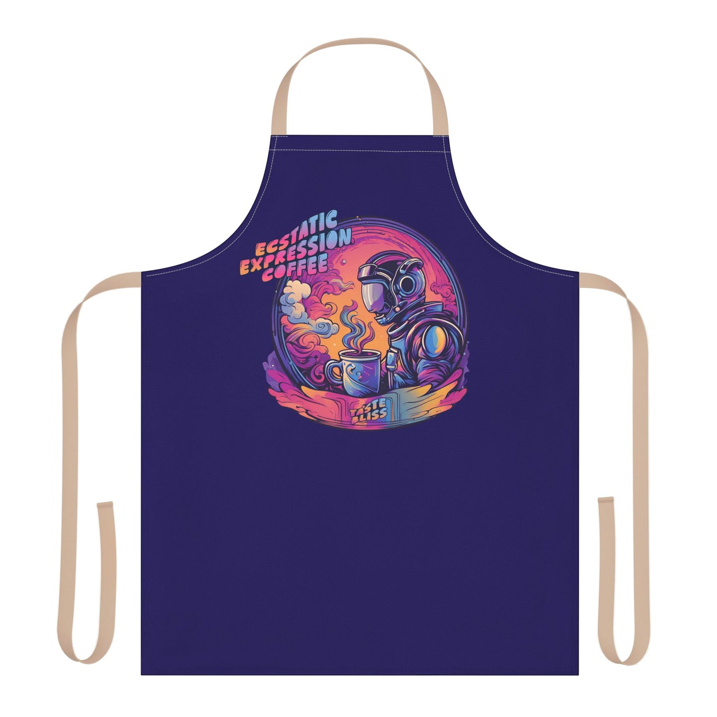 Astronaut Coffee Apron — "Ecstatic Expression Coffee" Graphic Kitchen Apron