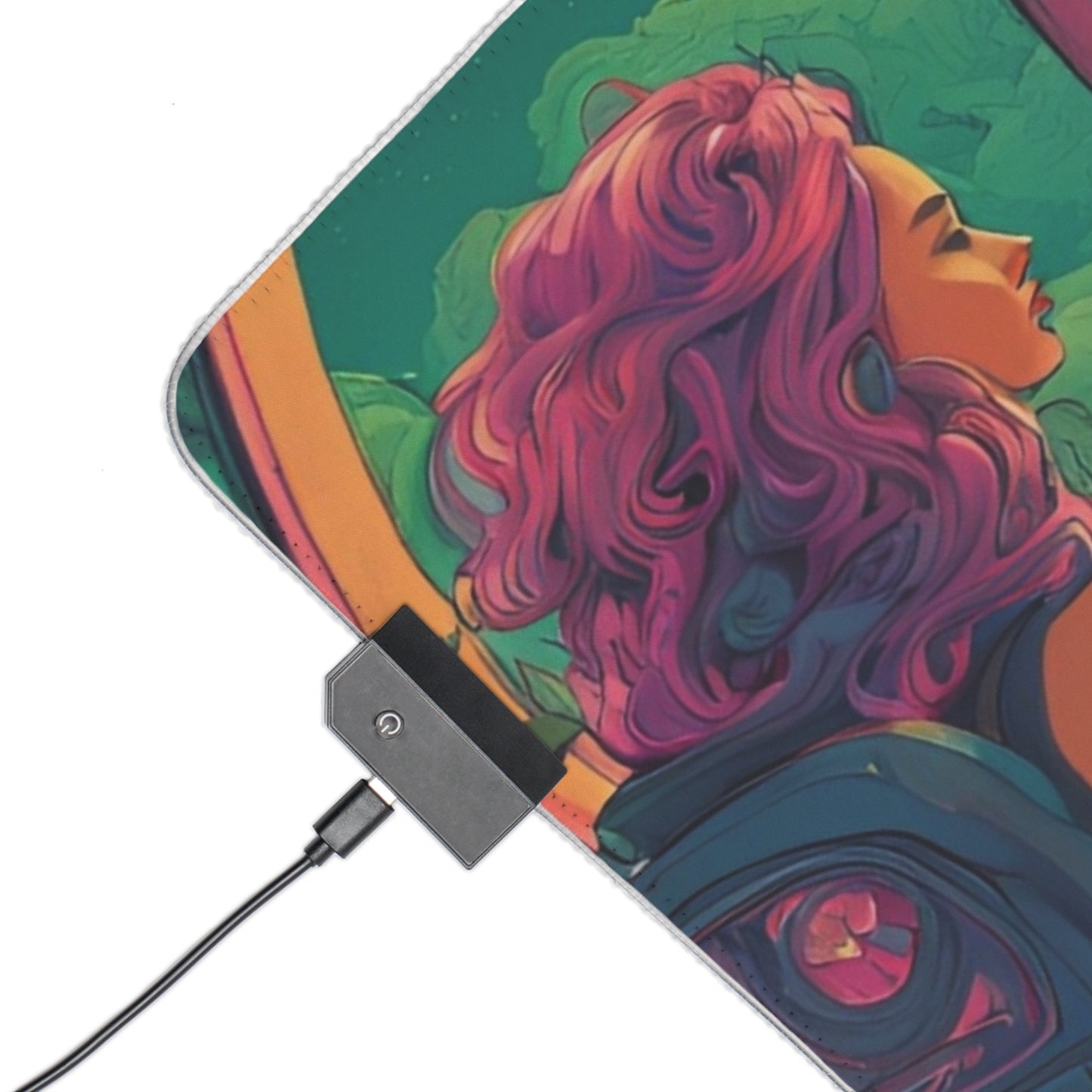 LED Gaming Mouse Pad — "Enter The Ecstatic" Retro Cyberdrive RGB Desk Mat