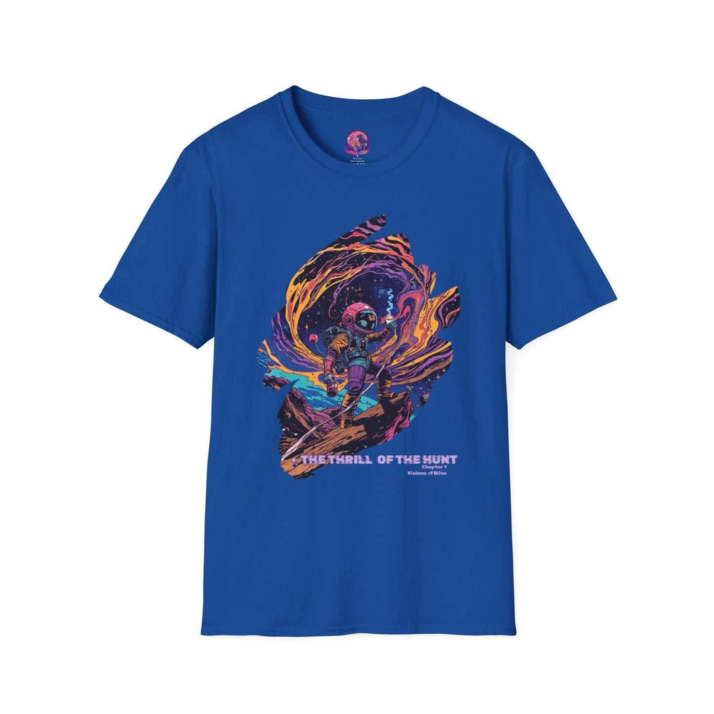 Astronaut Adventure T-Shirt — "Thrill of the Hunt" Neon Space Graphic